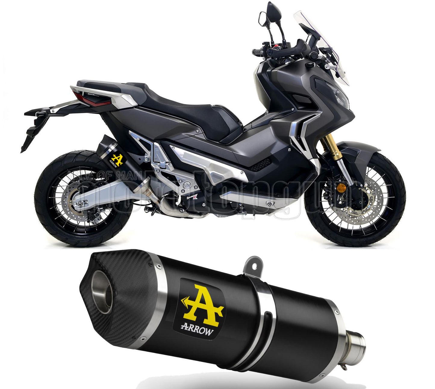 SCARICO OMOLOGATO ARROW RACE-TECH IN ALLUMINIO NERO CON FONDELLO IN CARBY COMPATIBILE CON HONDA XADV X-ADV 750 17/23