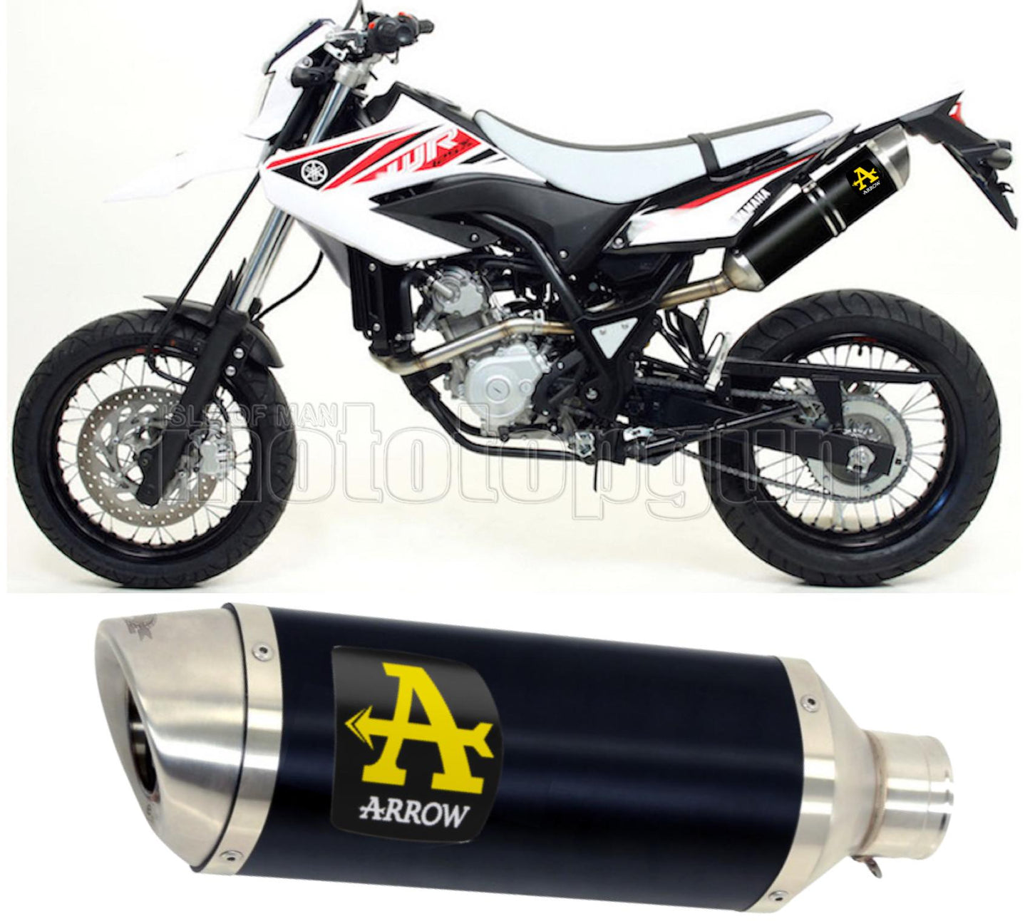 COLLETTORE OPEN ARROW THUNDER IN ALLUMINIO NERO CON FONDELLO IN INOX COMPATIBILE CON YAMAHA WR 125 R 09/12