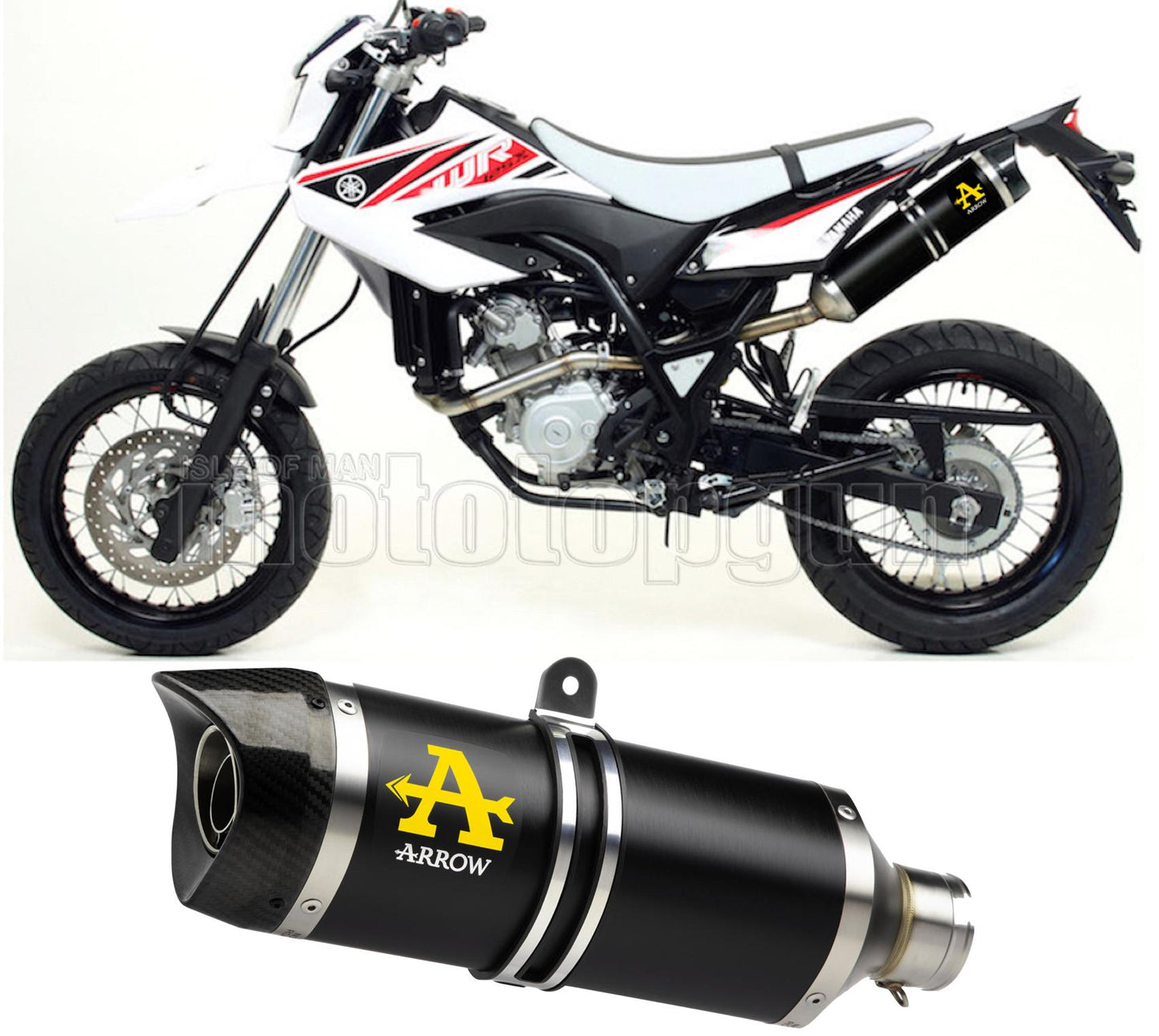 COLLETTORE OPEN ARROW THUNDER IN ALLUMINIO NERO CON FONDELLO IN CARBY COMPATIBILE CON YAMAHA WR 125 R 09/12