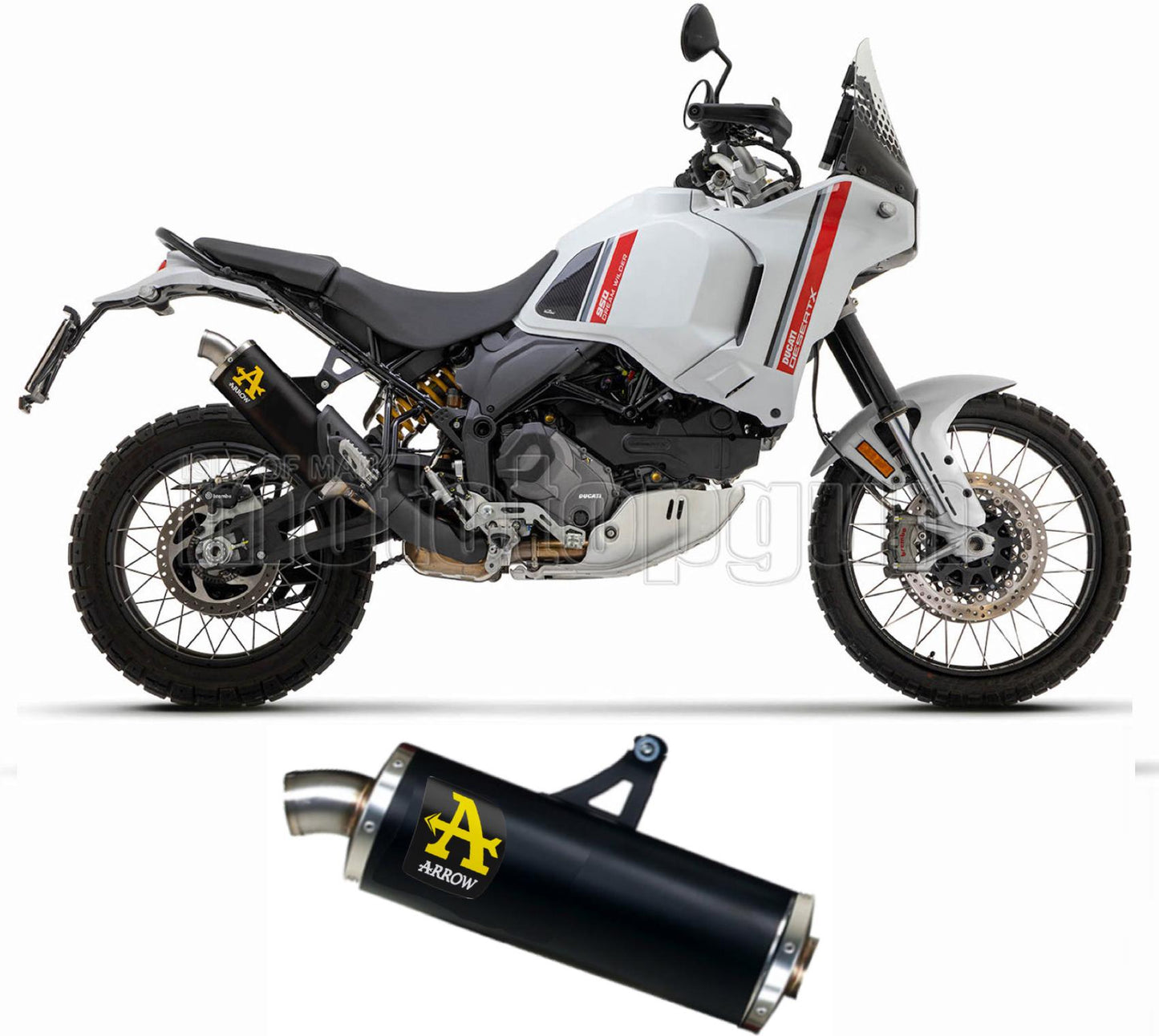 SCARICO OMOLOGATO ARROW INDY-RACE IN ALLUMINIO NERO CON FONDELLO IN INOX COMPATIBILE CON DUCATI DESERT-X 950 22/23