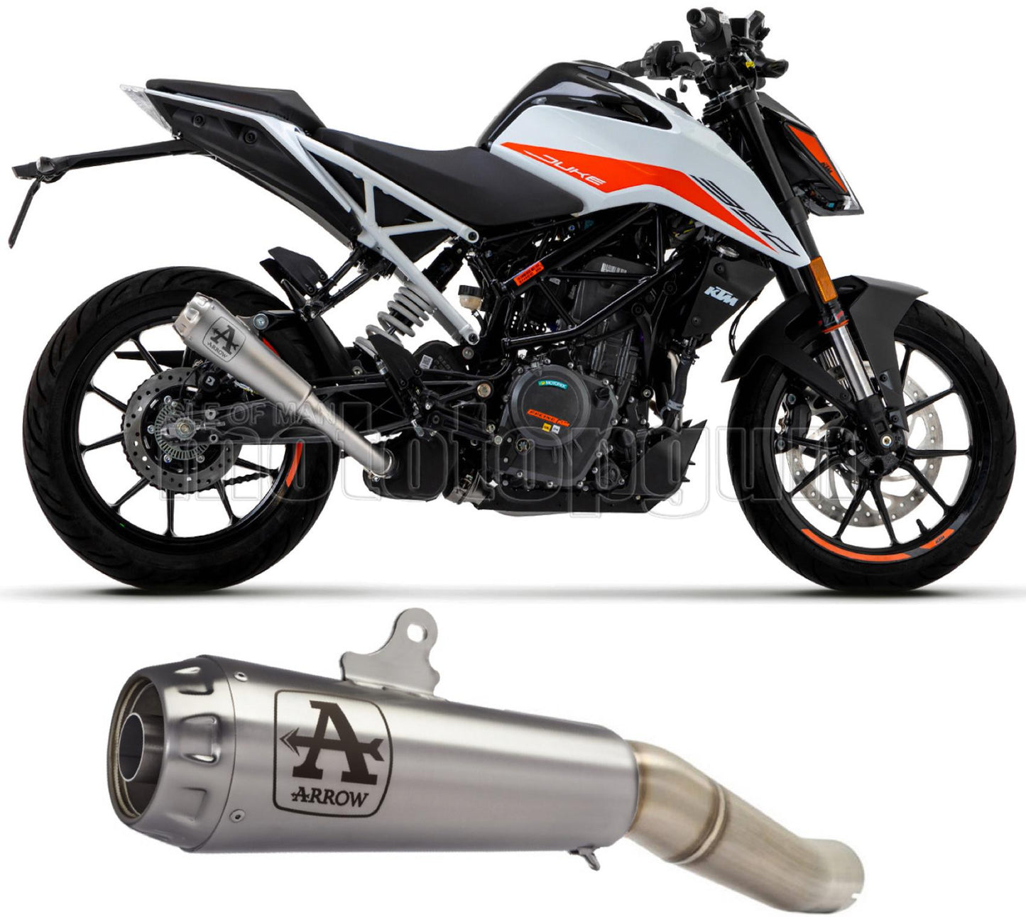 SCARICO OMOLOGATO OPEN ARROW PRO-RACE IN NICHROM CON FONDELLO IN INOX COMPATIBILE CON KTM DUKE 390 21/23