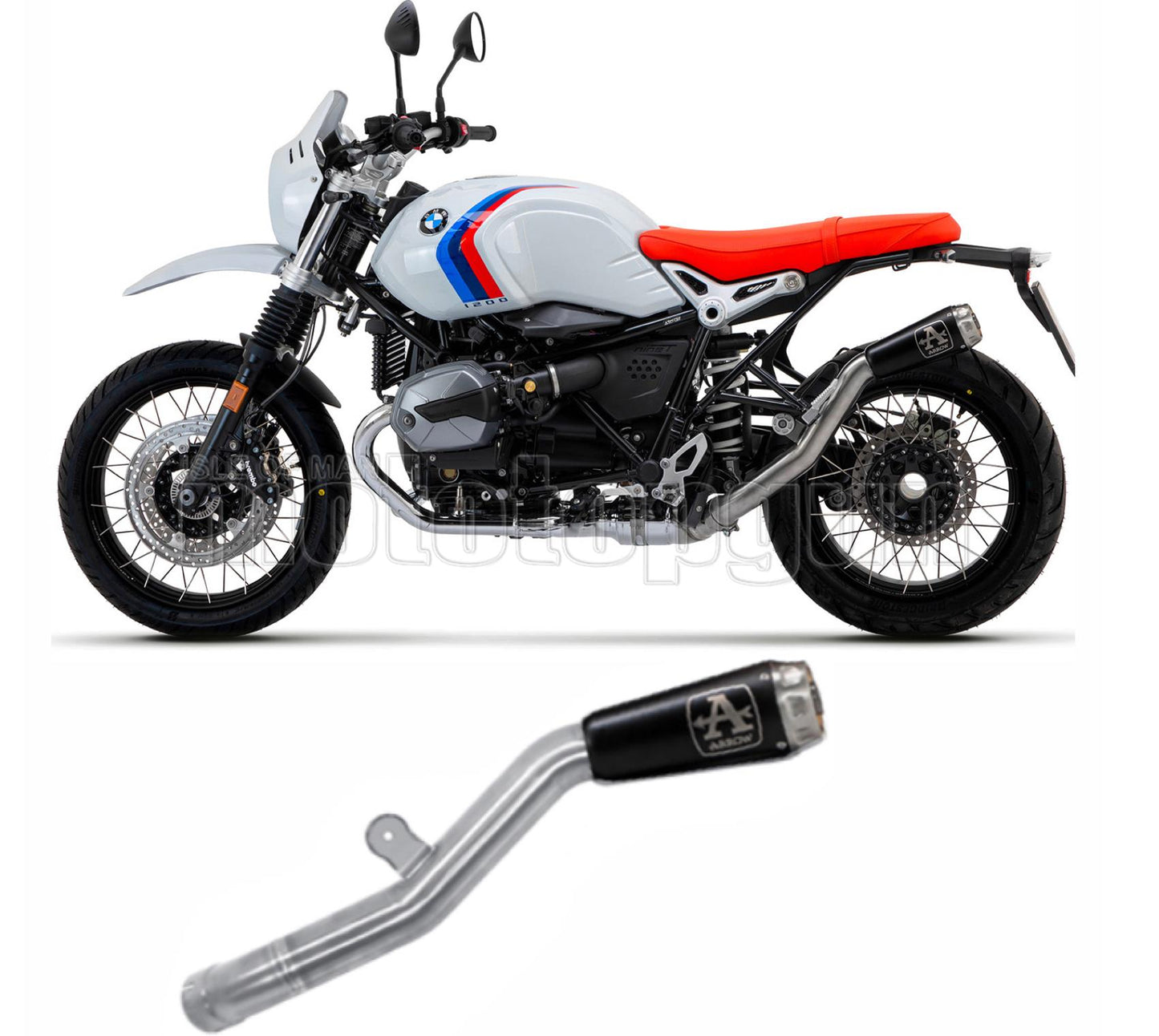 SCARICO OMOLOGATO OPEN ARROW PRO-RACE IN NICHROM NERO CON FONDELLO IN INOX COMPATIBILE CON BMW R NINE T URBAN GS 21/23