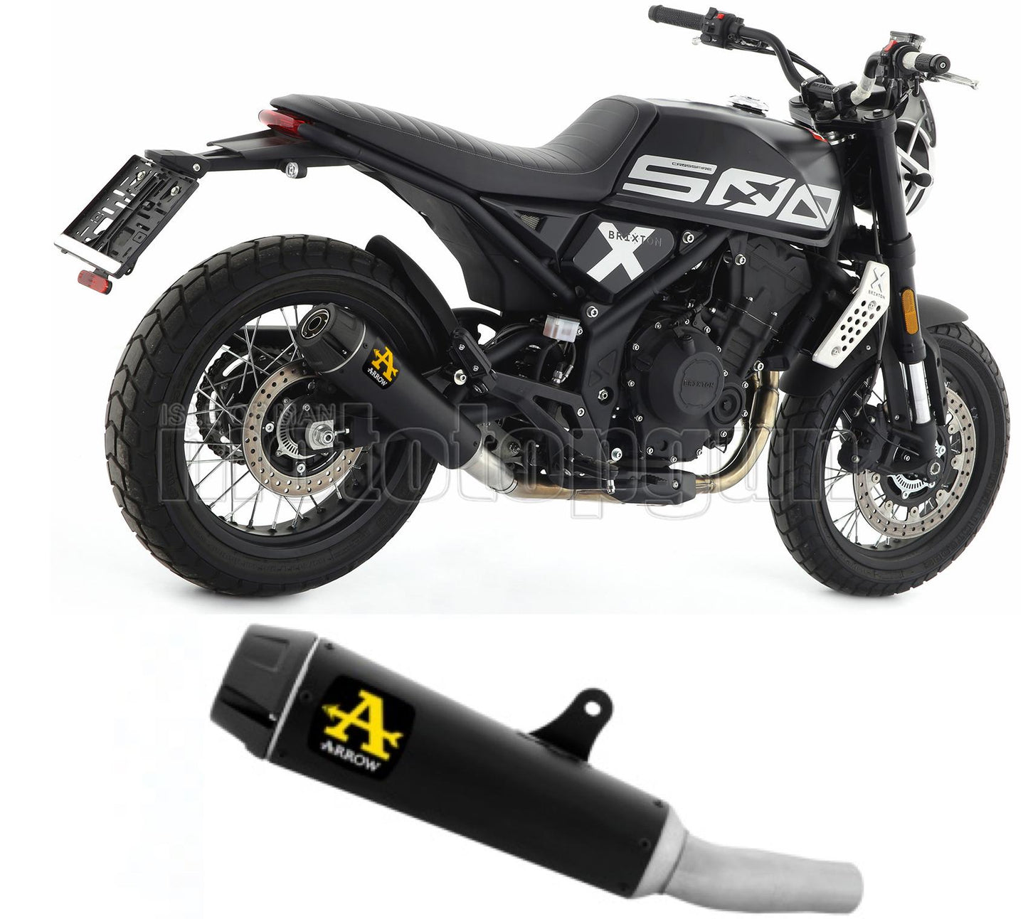SCARICO RACE ARROW REBEL IN ALLUMINIO NERO CON FONDELLO IN CARBY COMPATIBILE CON BRIXTON CROSSFIRE 500 X 21/23