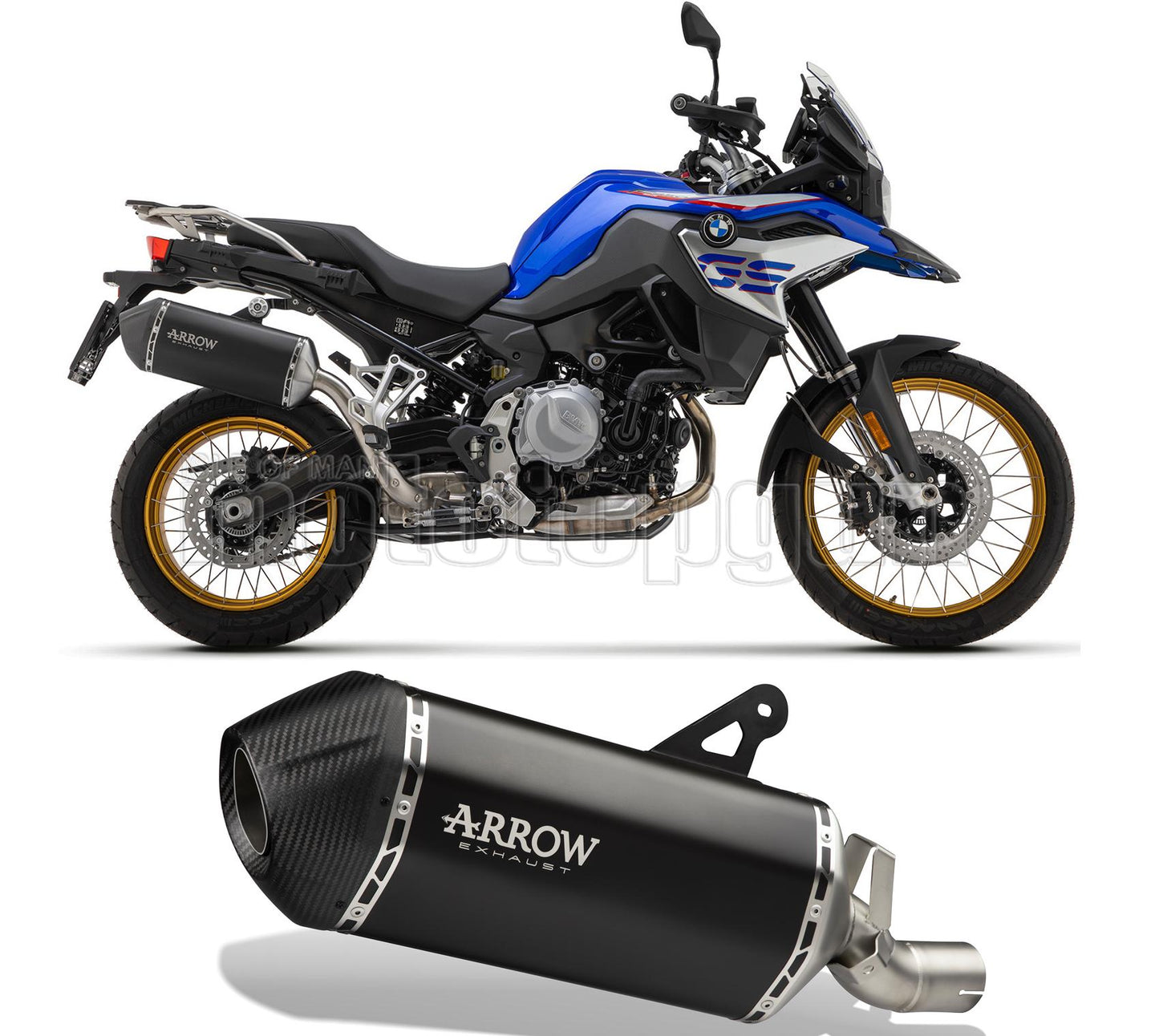 SCARICO OMOLOGATO ARROW SONORA IN TITANIO NERO CON FONDELLO IN CARBY COMPATIBILE CON BMW F850 F-850 GS 21/23