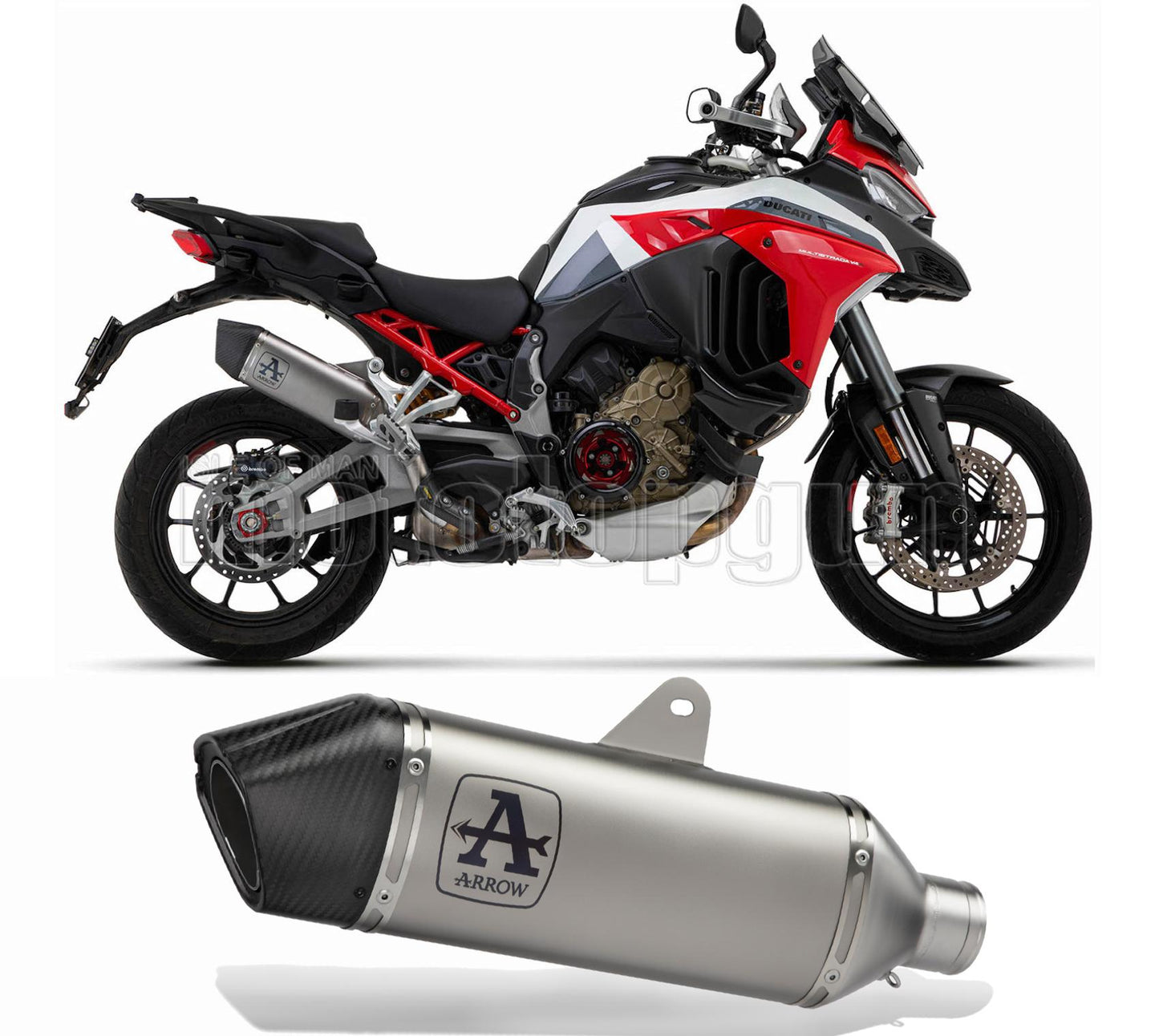 SCARICO OMOLOGATO ARROW VELOCE IN TITANIO CON FONDELLO IN CARBY COMPATIBILE CON DUCATI MULTISTRADA V4 1100 21/23