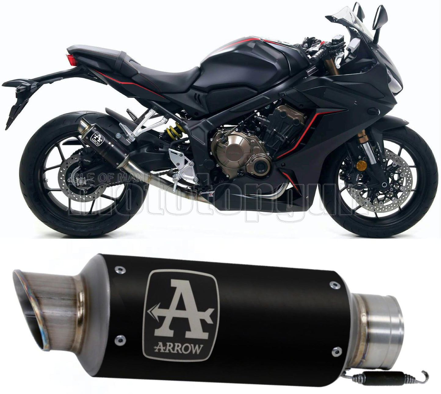 SCARICO COMPLETO OMOLOGATO CATALIZZATO BASSO ARROW GP2 GP-2 IN NICHROM NERO CON FONDELLO IN INOX COMPATIBILE CON HONDA CBR 650 R 19/22
