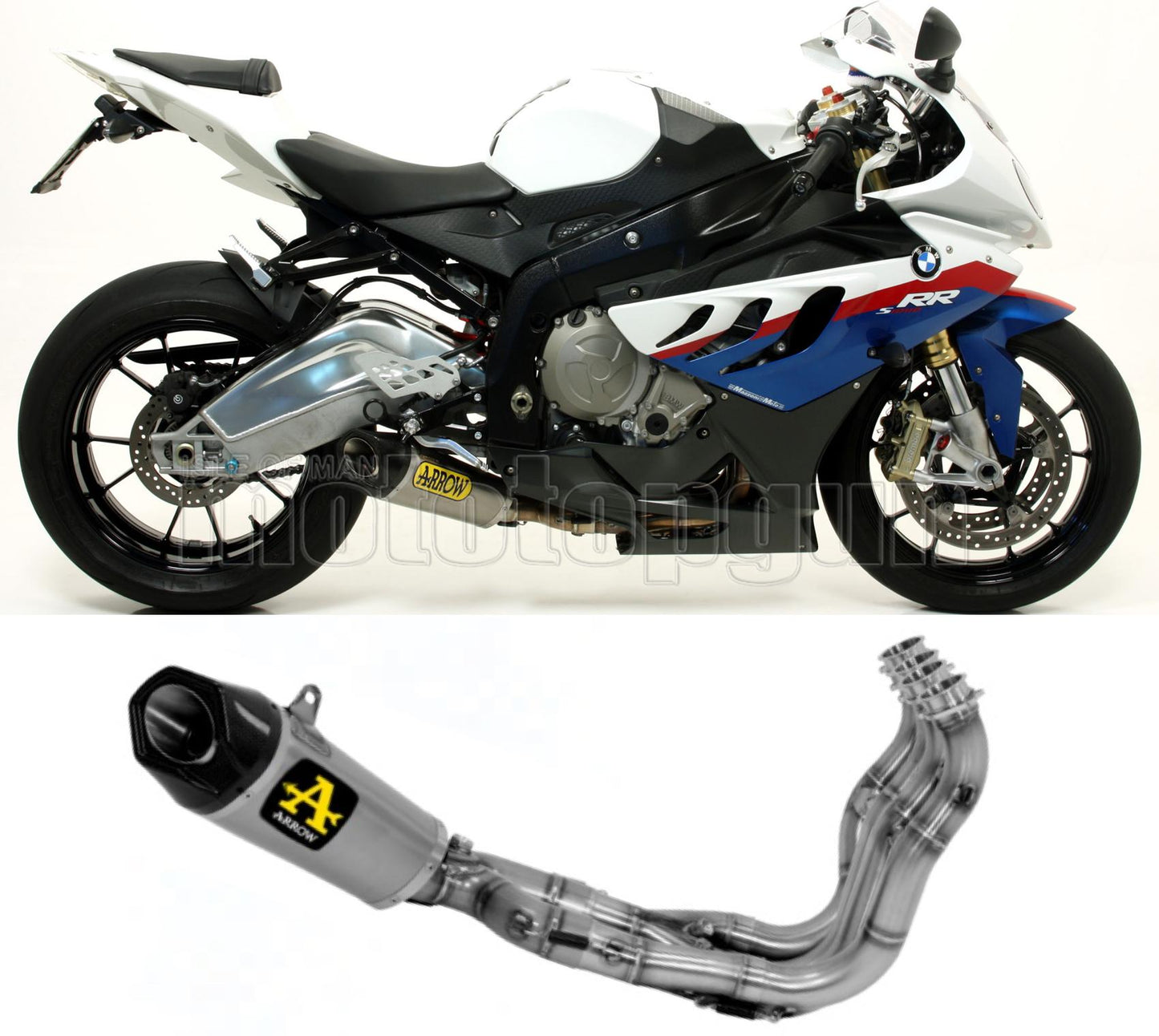 SCARICO COMPLETO OMOLOGATO CATALIZZATO BASSO ARROW WORKS IN TITANIO CON FONDELLO IN CARBY COMPATIBILE CON BMW S1000 S-1000 RR 09/14