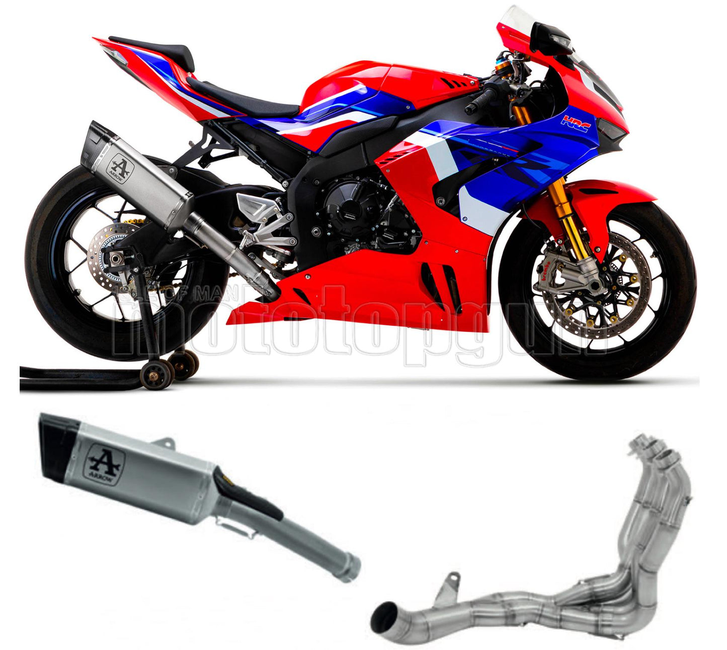 SCARICO COMPLETO OMOLOGATO CATALIZZATO ALTO ARROW PISTA IN TITANIO CON FONDELLO IN CARBY COMPATIBILE CON HONDA CBR 1000 RR-R 20/23