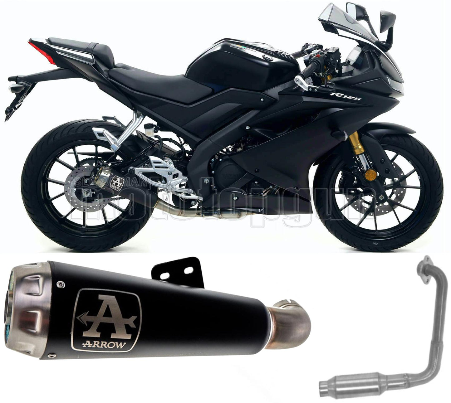 RACCORDO OPEN ARROW PRO-RACE IN NICHROM NERO CON FONDELLO IN INOX COMPATIBILE CON YAMAHA YZF R125 R-125 21/22