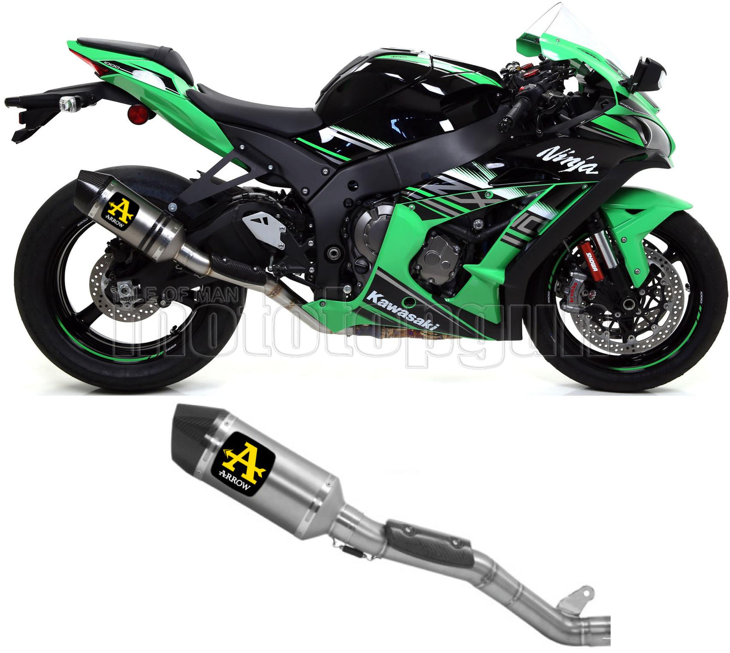 SCARICO COMPLETO OMOLOGATO CATALIZZATO BOMB ARROW RACE-TECH IN TITANIO CON FONDELLO IN CARBY COMPATIBILE CON KAWASAKI ZX-10RR ZX-10 RR 17/19