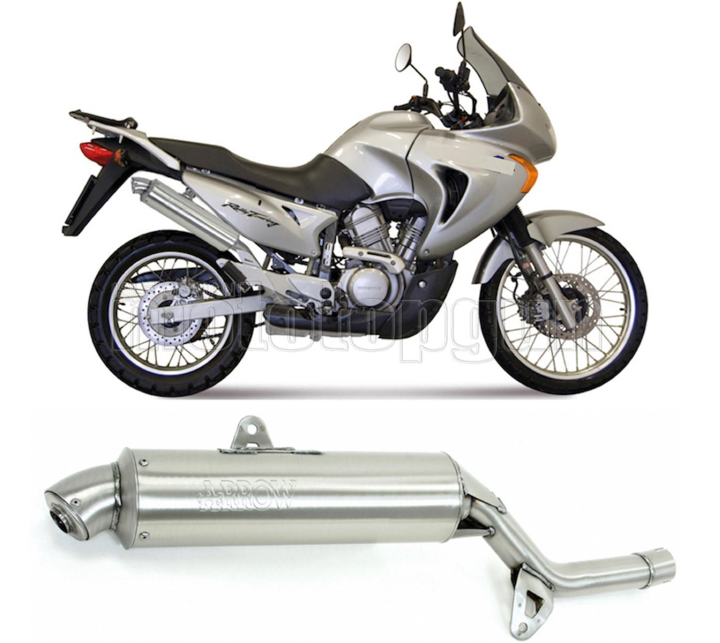 SCARICO OMOLOGATO ARROW PARIS DACAR IN INOX CON FONDELLO IN INOX COMPATIBILE CON HONDA XL 600 V TRANSALP 87/97