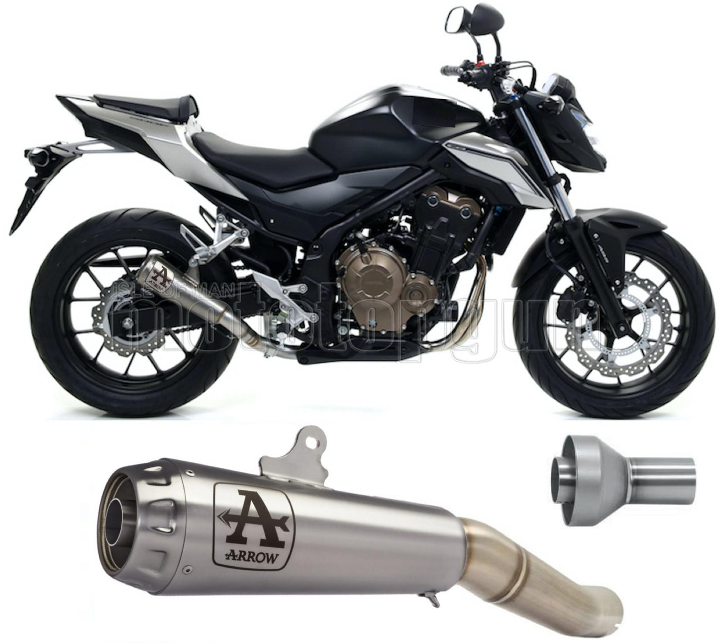 SCARICO COMPLETO OMOLOGATO CATALIZZATO BASSO ARROW PRO-RACE IN NICHROM CON FONDELLO IN INOX COMPATIBILE CON HONDA CB 500 F 16/18