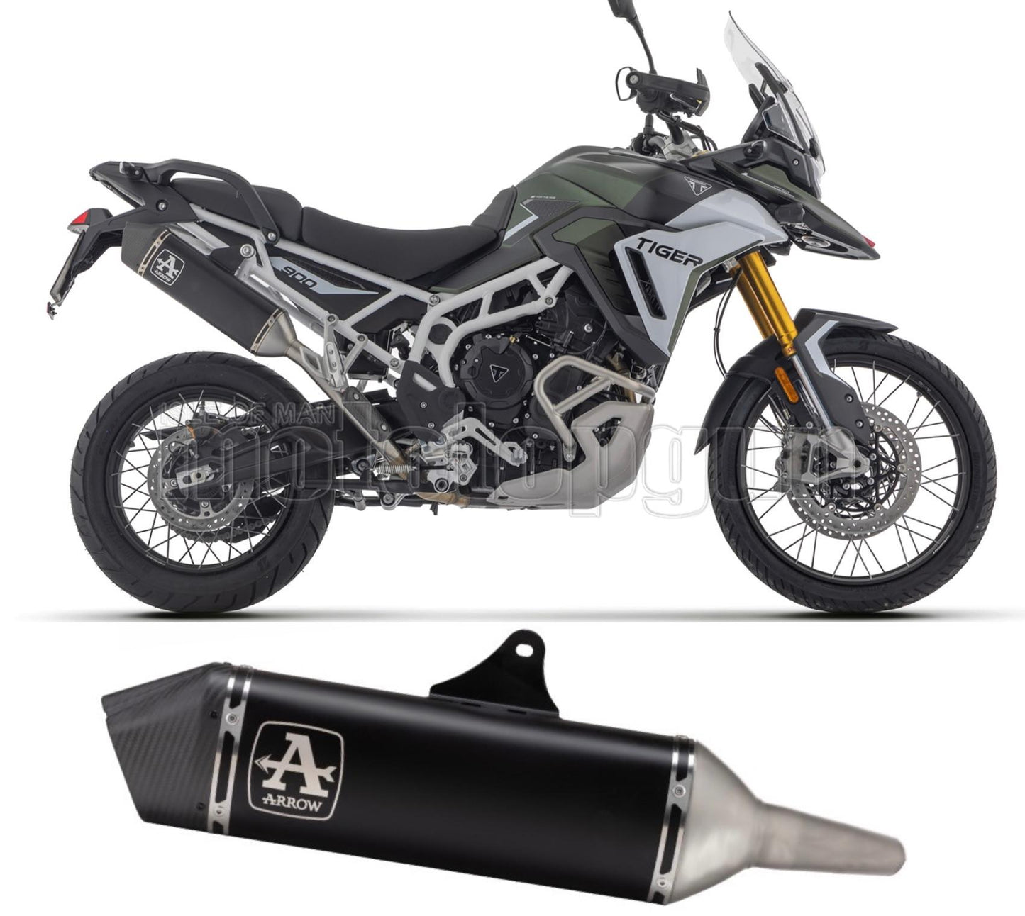 SCARICO OMOLOGATO ARROW VELOCE IN ALLUMINIO NERO CON FONDELLO IN CARBY COMPATIBILE CON TRIUMPH TIGER 900 2024