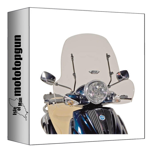 GIVI PARABREZZA TRASPARENTE 103A + ATACCO COMPATIBILE CON PIAGGIO BEVERLY TOURER 125-250 08/10
