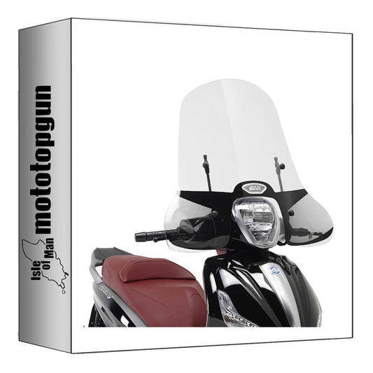 GIVI PARABREZZA TRASPARENTE 5606A + ATACCO COMPATIBILE CON PIAGGIO BEVERLY 125-300 IE-350 10/20