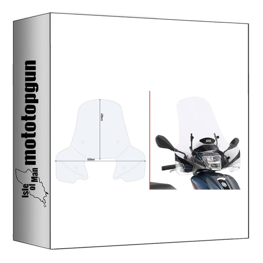 GIVI PARABREZZA TRASPARENTE 7053A + ATACCO COMPATIBILE CON SYM SYMPHONY S 50-125 09/20