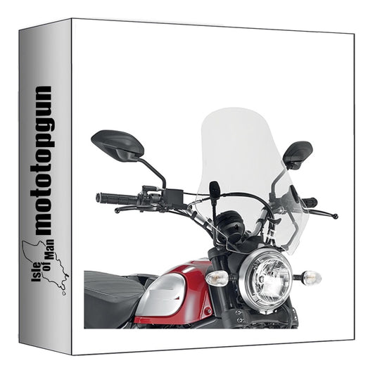 GIVI PARABREZZA TRASPARENTE 7407A + ATACCO COMPATIBILE CON DUCATI SCRAMBLER ICON 800 15/23
