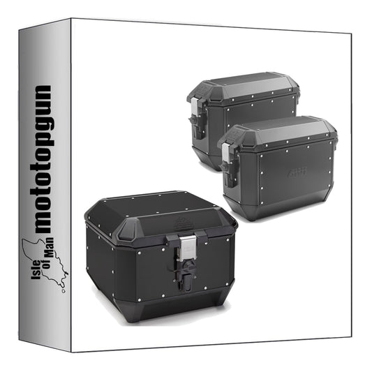 GIVI BAULETTO ALA44B + VALIGIE LATERALI ALA36BPACK2 TREKKER ALASKA ALLUMINIO NERO 116 LT + ATACCO COMPATIBILE CON HONDA NC 750 S 16/20