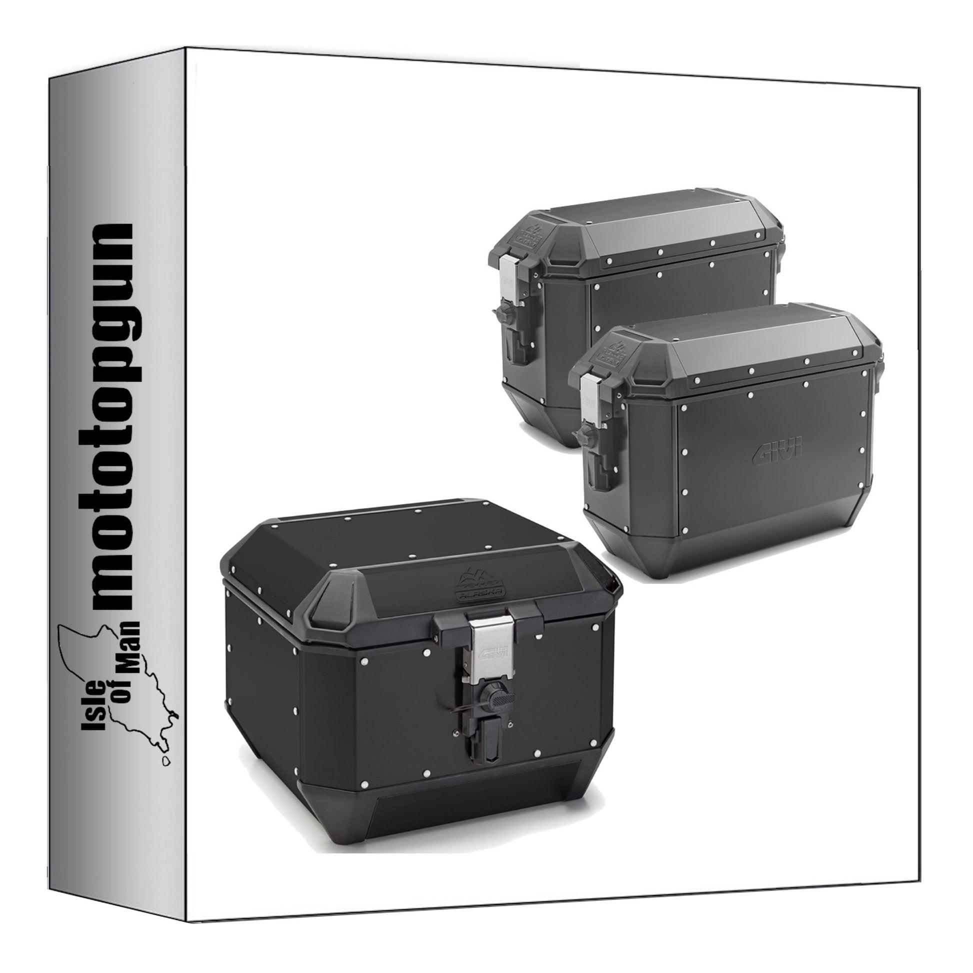 GIVI BAULETTO ALA44B + VALIGIE LATERALI ALA36BPACK2 TREKKER ALASKA ALLUMINIO NERO 116 LT + ATACCO COMPATIBILE CON HONDA CB 500 X 17/18