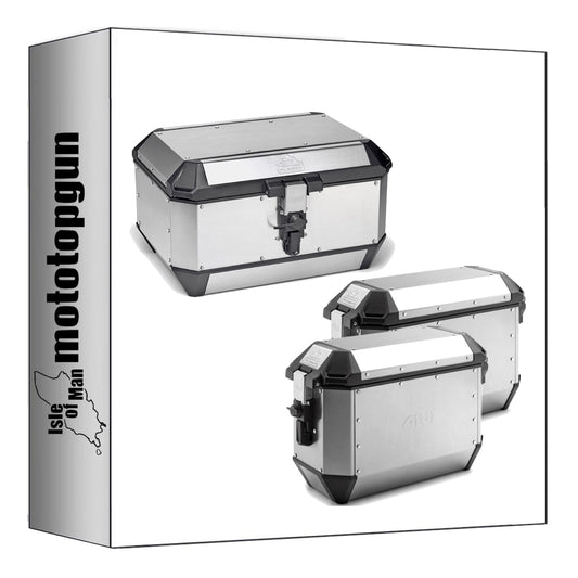 GIVI BAULETTO ALA56A + VALIGIE LATERALI ALA36APACK2 TREKKER ALASKA ALLUMINIO 128 LT + ATACCO COMPATIBILE CON BENELLI TRK 702 X 23/24