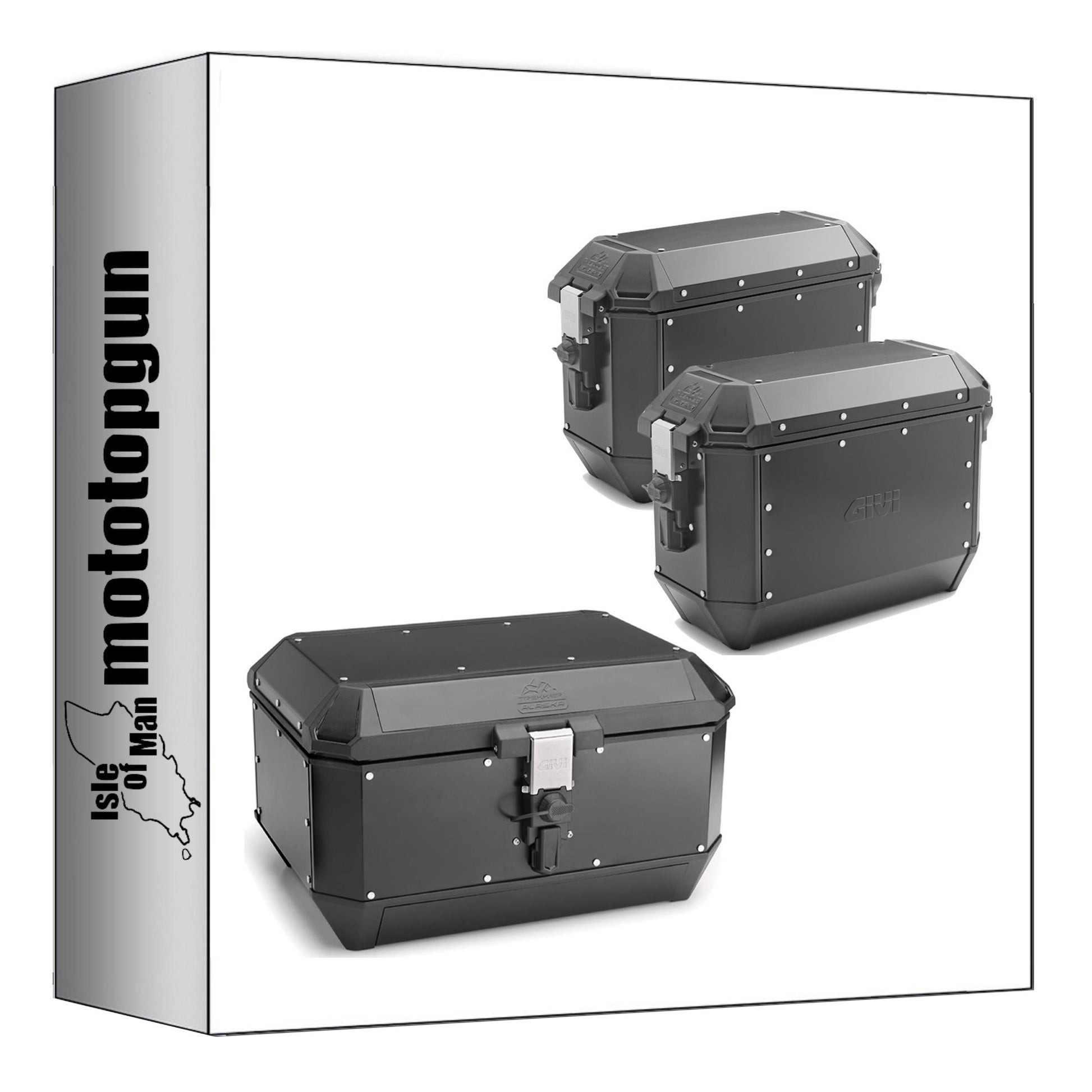 GIVI BAULETTO ALA56B + VALIGIE LATERALI ALA36BPACK2 TREKKER ALASKA ALLUMINIO NERO 128 LT + ATACCO COMPATIBILE CON HONDA CB 500 X 19/23