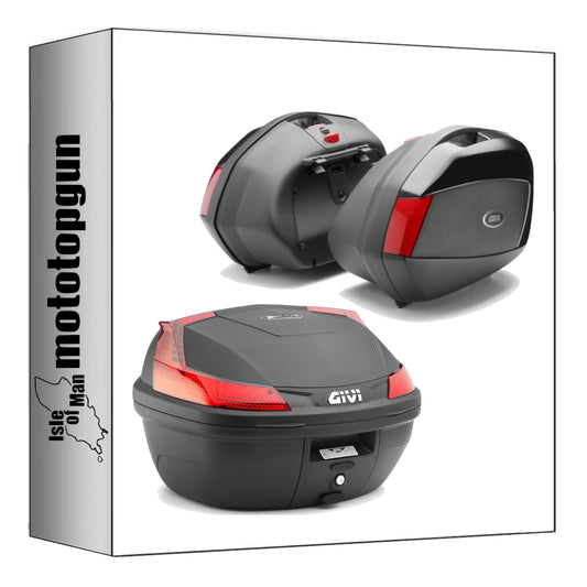 GIVI BAULETTO B37N + VALIGIE LATERALI V35N BLADE NERO 107 LT + ATACCO COMPATIBILE CON MOTO GUZZI V100 MANDELLO 1000 22/24