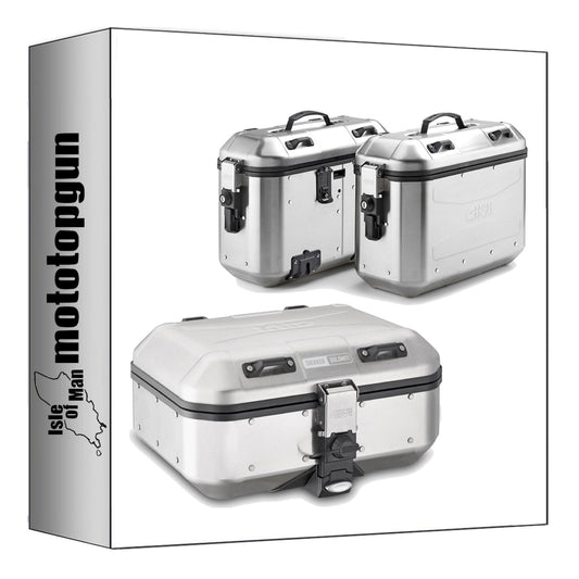 GIVI BAULETTO DLM30A + VALIGIE LATERALI DLMK36APACK2 TREKKER DOLOMITI ALLUMINIO 102 LT + ATACCO COMPATIBILE CON HONDA VFR 800 98/01