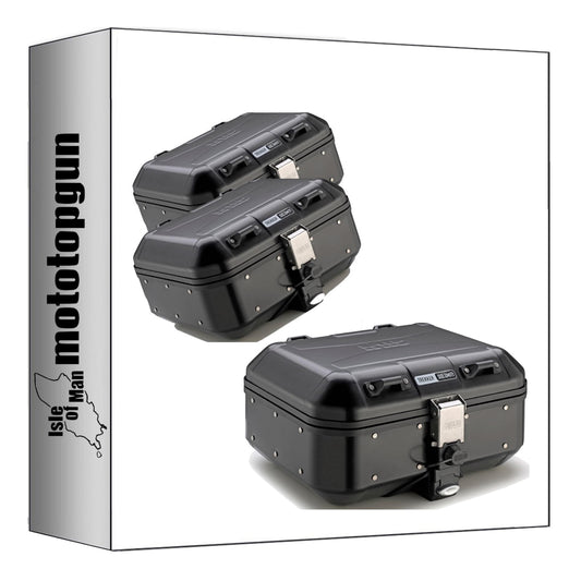 GIVI BAULETTO DLM30B + VALIGIE LATERALI DLM30B TREKKER DOLOMITI ALLUMINIO NERO 90 LT + ATACCO COMPATIBILE CON HONDA CB 500 X 17/18