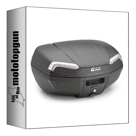 GIVI BAULETTO E46NT2 MONOLOCK RIVIERA NERO TECH 46 LT + ATACCO COMPATIBILE CON PIAGGIO BEVERLY 500 05/07