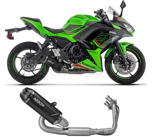 ARROW SCARICO COMPLETO OMOLOGATO OPEN INDY-RACE EVO ALLUMINIO NERO FONDELLO CARBY COMPATIBILE CON KAWASAKI NINJA 650 24/25