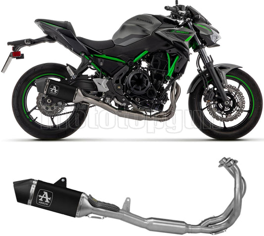 SCARICO COMPLETO OMOLOGATO CATALIZZATO ARROW VELOCE IN ALLUMINIO NERO CON FONDELLO IN CARBY COMPATIBILE CON KAWASAKI Z650 Z-650 2024