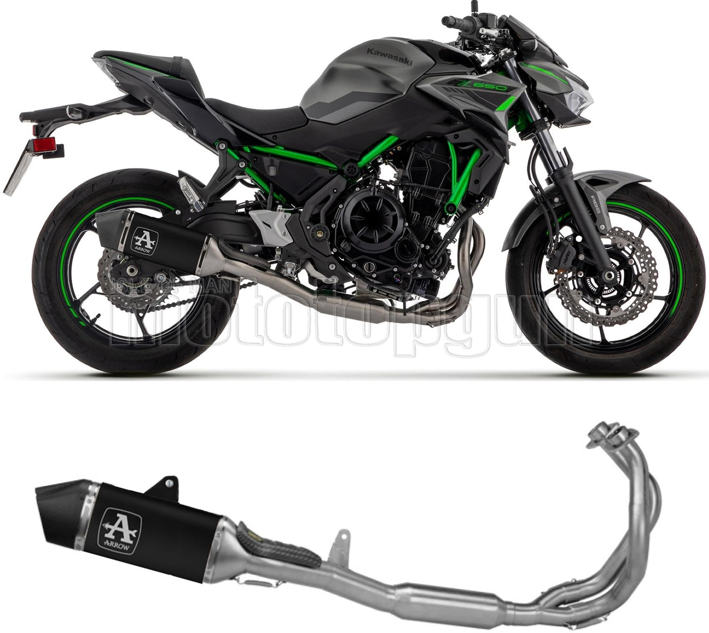 ARROW SCARICO COMPLETO OMOLOGATO OPEN VELOCE ALLUMINIO NERO FONDELLO CARBY COMPATIBILE CON KAWASAKI Z650 Z-650 24/25