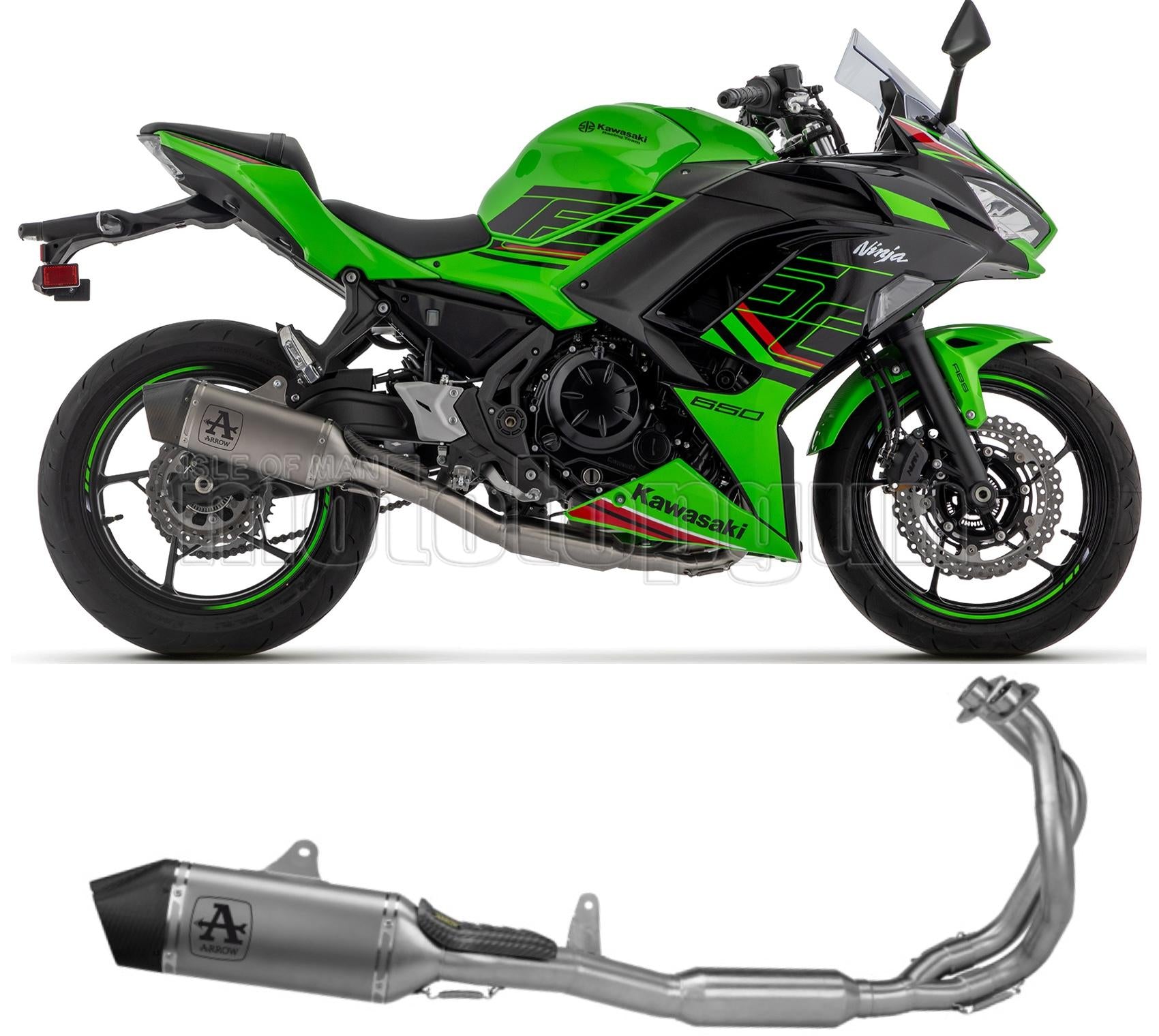 SCARICO COMPLETO OMOLOGATO CATALIZZATO ARROW VELOCE IN TITANIO CON FONDELLO IN CARBY COMPATIBILE CON KAWASAKI NINJA 650 2024