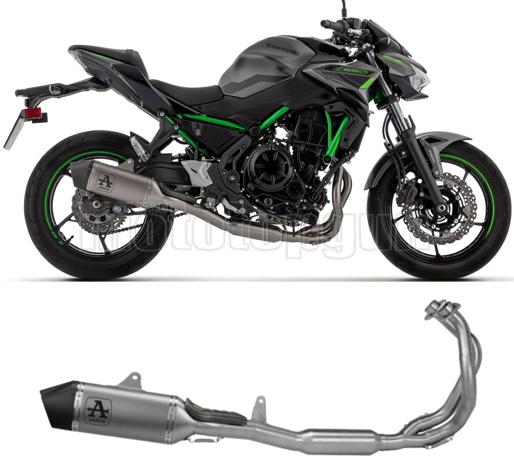 ARROW SCARICO COMPLETO OMOLOGATO OPEN VELOCE TITANIO FONDELLO CARBY COMPATIBILE CON KAWASAKI Z650 Z-650 24/25