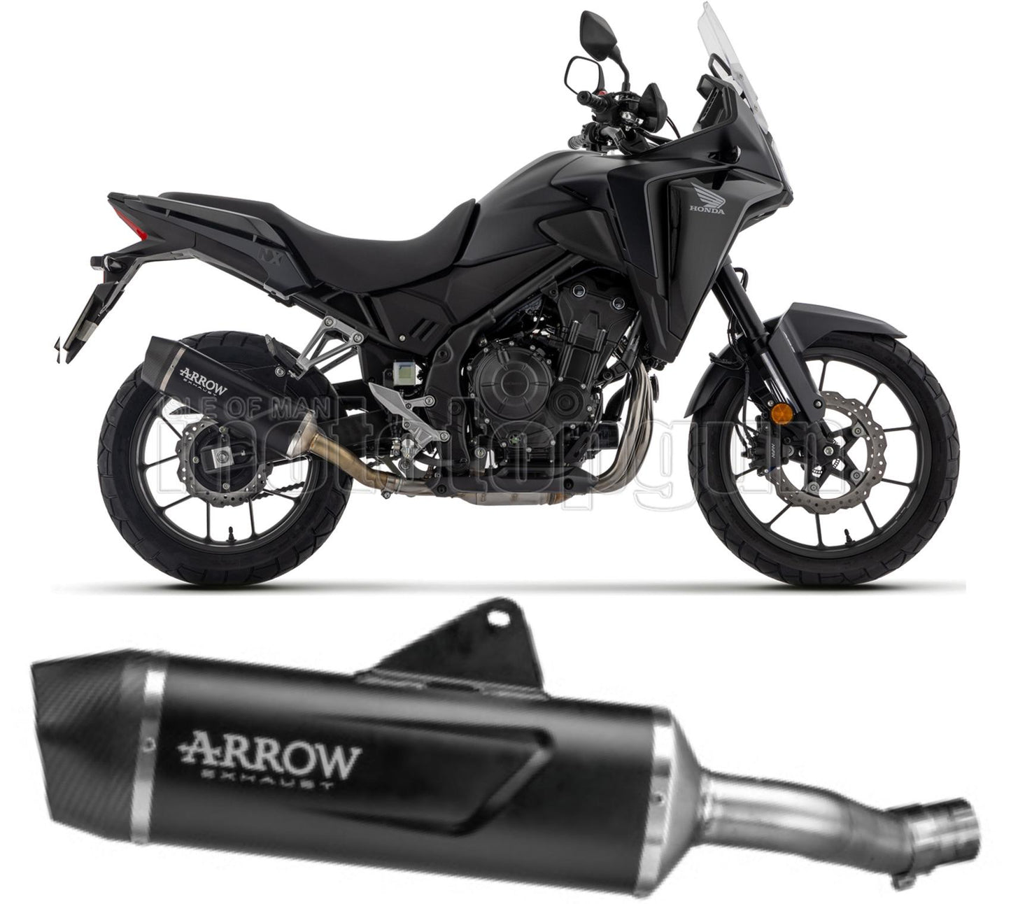 SCARICO OMOLOGATO ARROW INDY-RACE EVO IN ALLUMINIO NERO CON FONDELLO IN CARBY COMPATIBILE CON HONDA NX 500 2024