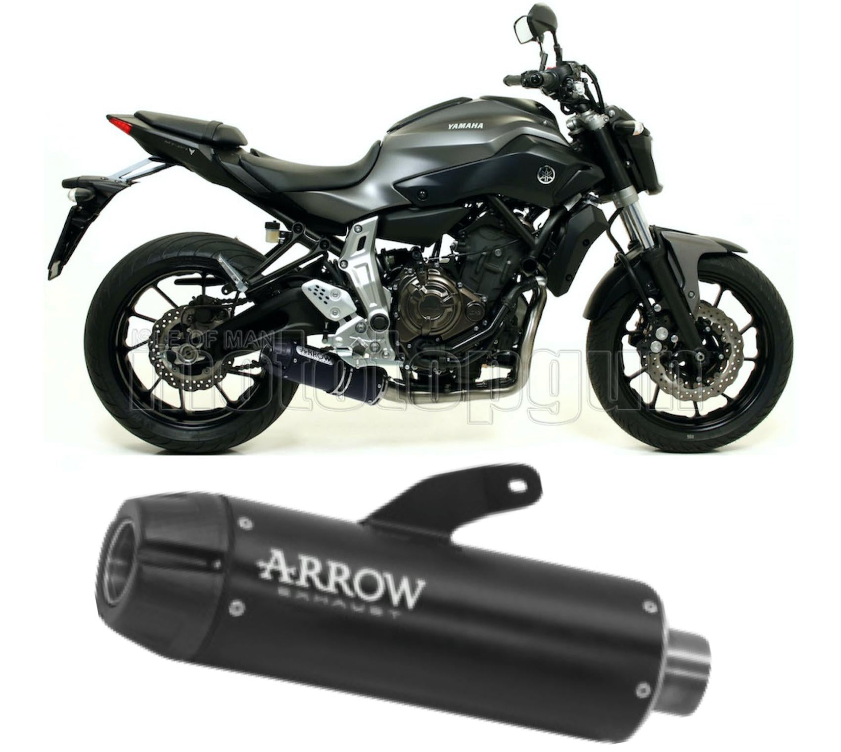 SCARICO OMOLOGATO CATALIZZATO ARROW JET-RACE IN INOX NERO CON FONDELLO IN CARBY COMPATIBILE CON YAMAHA MT07 MT-07 14/20