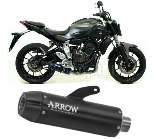 SCARICO OMOLOGATO CATALIZZATO ARROW JET-RACE IN INOX NERO CON FONDELLO IN CARBY COMPATIBILE CON YAMAHA MT07 MT-07 14/20