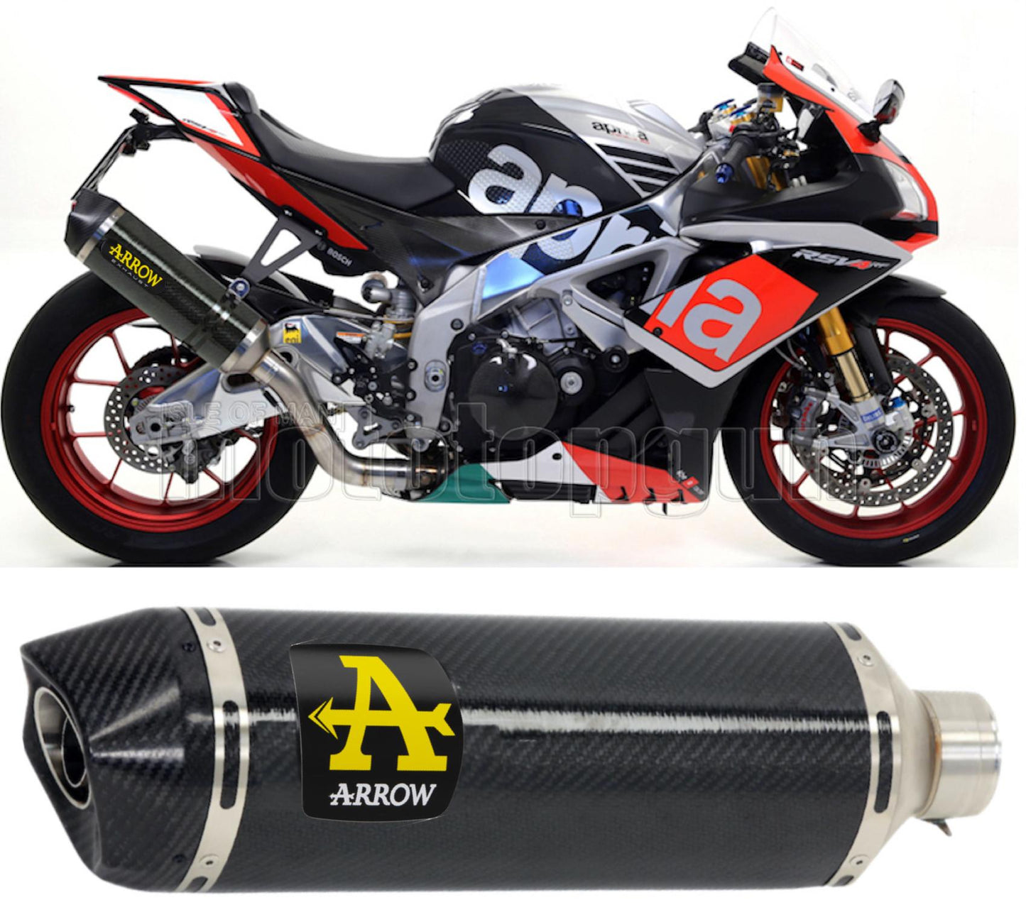 SCARICO COMPLETO OMOLOGATO OPEN ARROW RACE-TECH IN CARBONIO CON FONDELLO IN CARBY COMPATIBILE CON APRILIA RSV4 RSV-4 RF 15/16