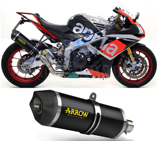 SCARICO COMPLETO OMOLOGATO OPEN ARROW RACE-TECH IN ALLUMINIO NERO CON FONDELLO IN CARBY COMPATIBILE CON APRILIA RSV4 RSV-4 RF 15/16