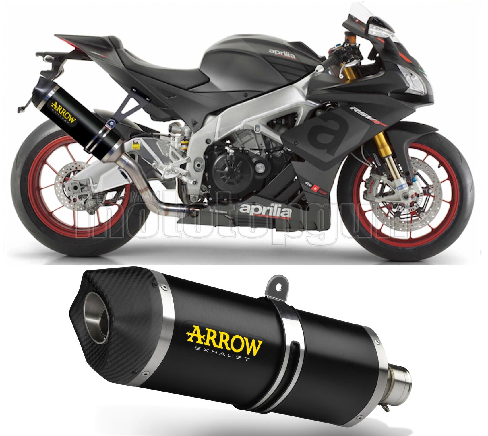 SCARICO COMPLETO OMOLOGATO OPEN ARROW RACE-TECH IN ALLUMINIO NERO CON FONDELLO IN CARBY COMPATIBILE CON APRILIA RSV4 RSV-4 RR 17/18