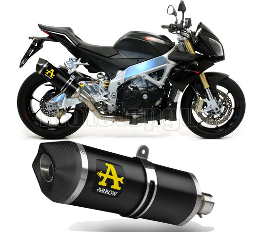 SCARICO COMPLETO OMOLOGATO OPEN ARROW RACE-TECH IN ALLUMINIO NERO CON FONDELLO IN CARBY COMPATIBILE CON APRILIA TUONO V4-R APRC 11/15