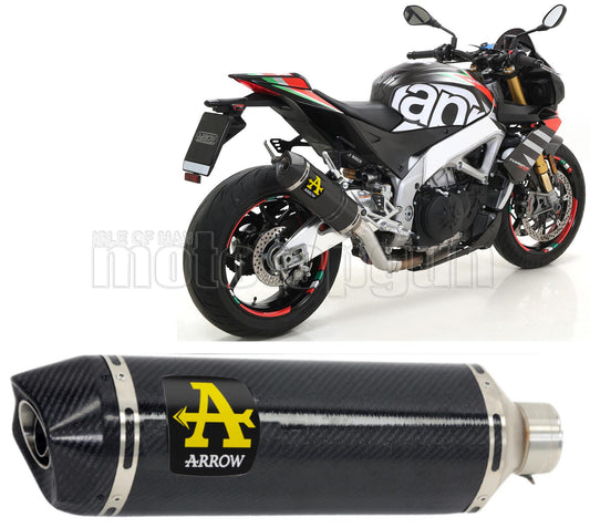 SCARICO OMOLOGATO OPEN ARROW RACE-TECH IN ALLUMINIO NERO CON FONDELLO IN CARBY COMPATIBILE CON APRILIA TUONO V4 1100 FACTORY 19/20