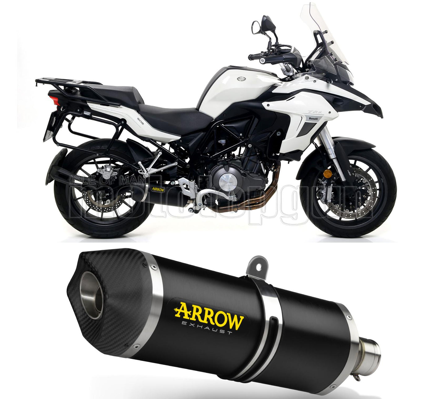 SCARICO OMOLOGATO ARROW RACE-TECH IN ALLUMINIO NERO CON FONDELLO IN CARBY COMPATIBILE CON BENELLI TRK 502 17/20