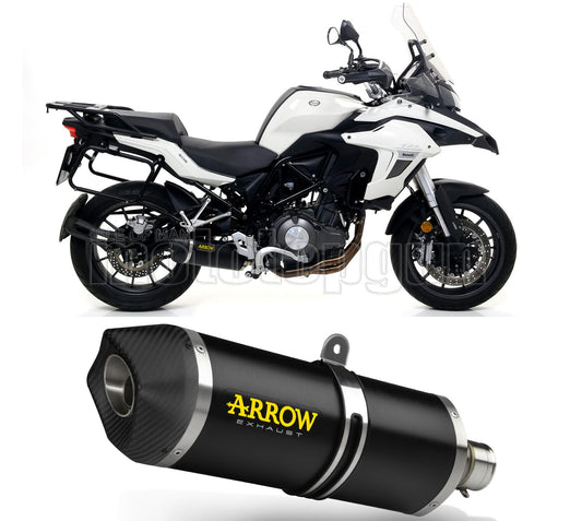 SCARICO OMOLOGATO ARROW RACE-TECH IN ALLUMINIO NERO CON FONDELLO IN CARBY COMPATIBILE CON BENELLI TRK 502 17/20