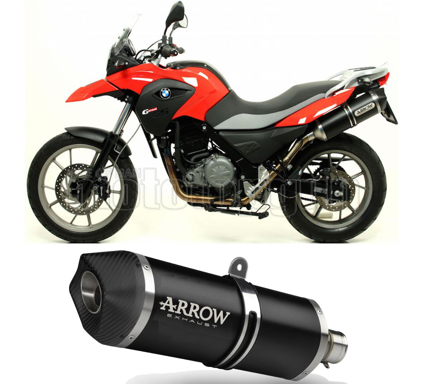 SCARICO OMOLOGATO ARROW RACE-TECH IN ALLUMINIO NERO CON FONDELLO IN CARBY COMPATIBILE CON BMW G650 G-650 GS 11/16