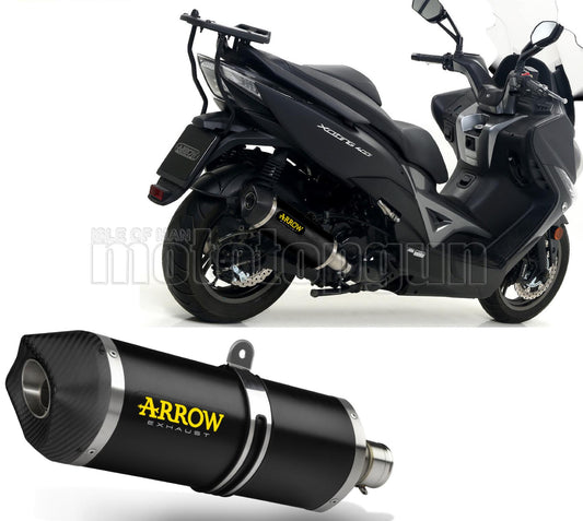 SCARICO RACE + DBKILLER ARROW RACE-TECH IN ALLUMINIO NERO CON FONDELLO IN CARBY COMPATIBILE CON KYMCO XCITING 400 I S 19/20