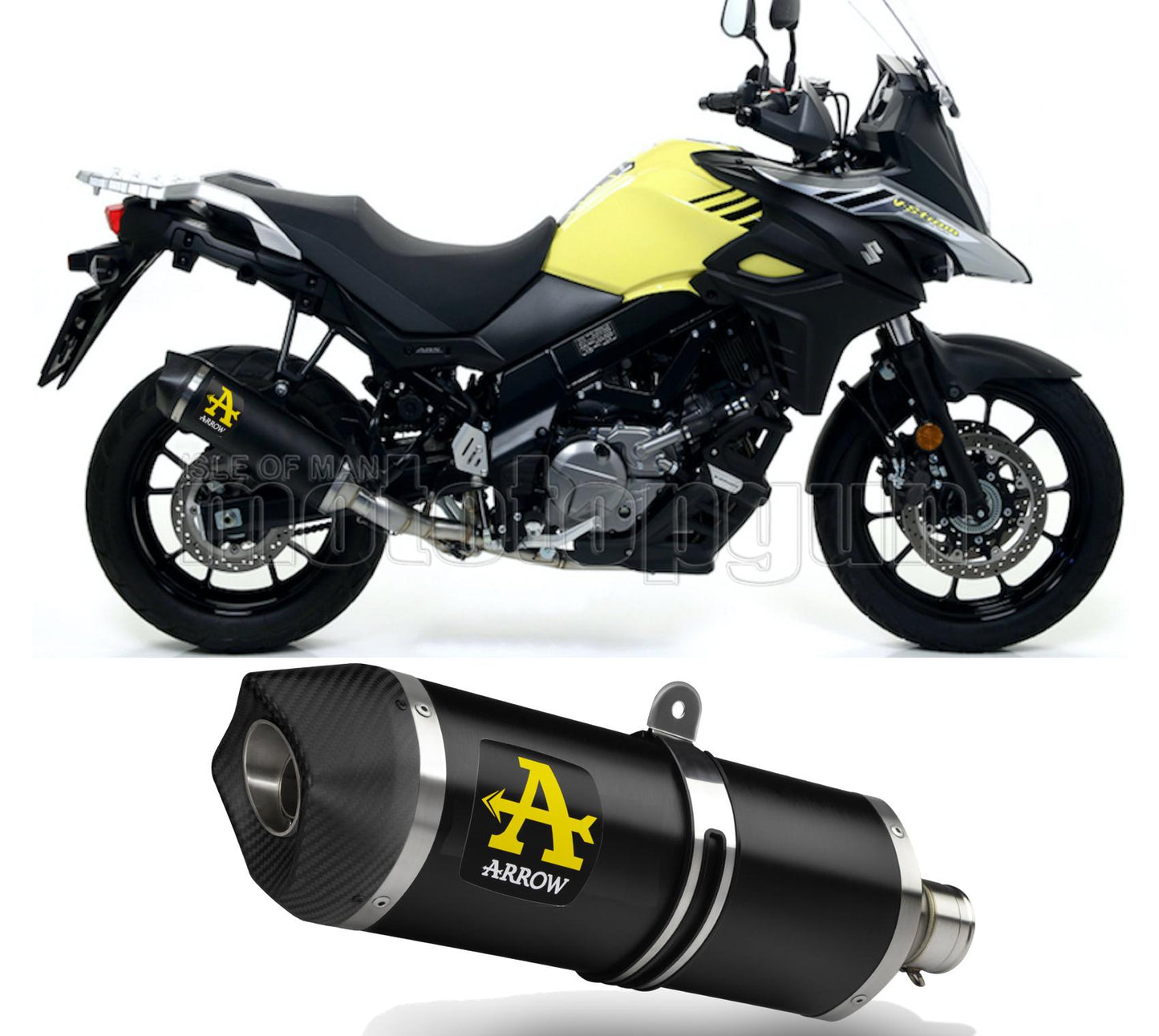 SCARICO OMOLOGATO ARROW RACE-TECH IN ALLUMINIO NERO CON FONDELLO IN CARBY COMPATIBILE CON SUZUKI V-STROM 650 17/20