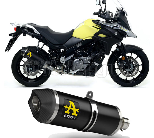 SCARICO OMOLOGATO ARROW RACE-TECH IN ALLUMINIO NERO CON FONDELLO IN CARBY COMPATIBILE CON SUZUKI V-STROM 650 17/20