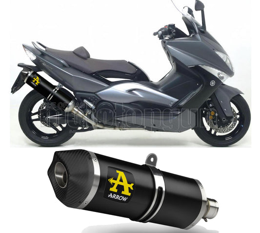 SCARICO OMOLOGATO ARROW RACE-TECH IN ALLUMINIO NERO CON FONDELLO IN CARBY COMPATIBILE CON YAMAHA TMAX T-MAX 500 YP 08/11