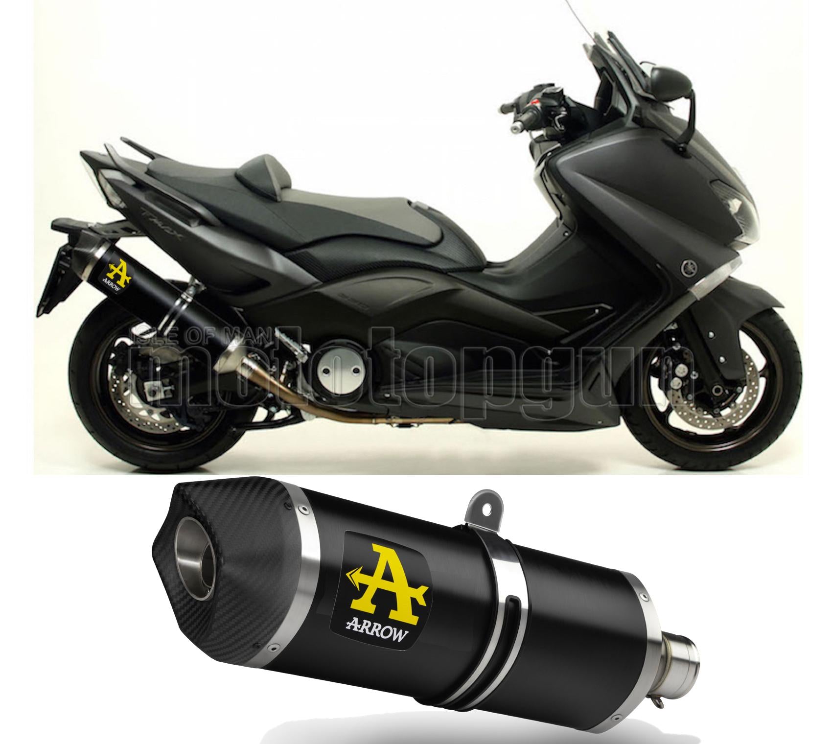 SCARICO OMOLOGATO ARROW RACE-TECH IN ALLUMINIO NERO CON FONDELLO IN CARBY COMPATIBILE CON YAMAHA TMAX T-MAX 530 12/16